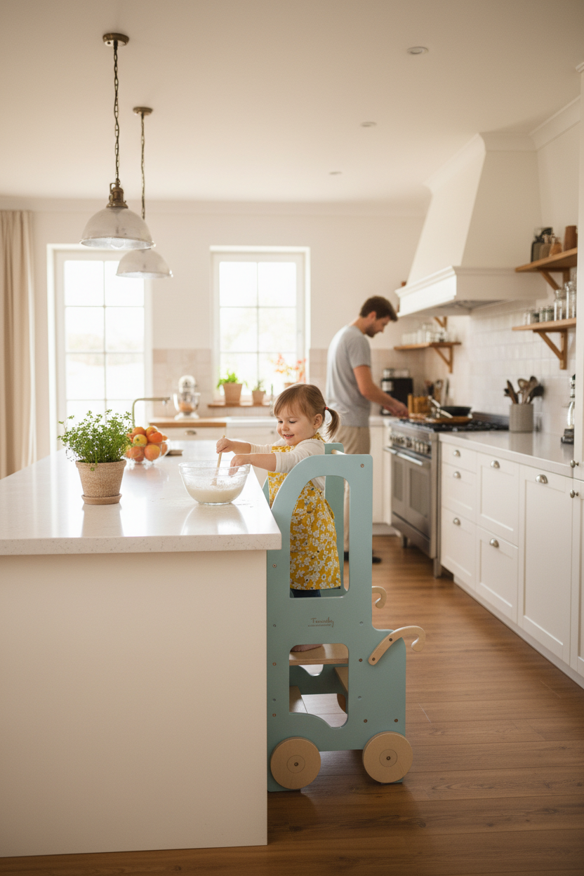 Changing heights kitchen step stool trolley – image 9