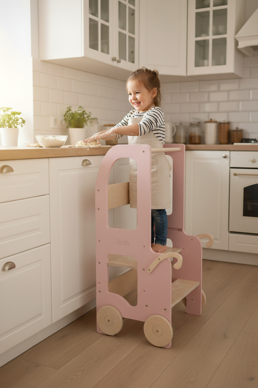Changing heights kitchen step stool trolley – image 8