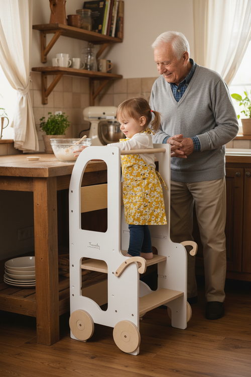 Changing heights kitchen step stool trolley – image 6