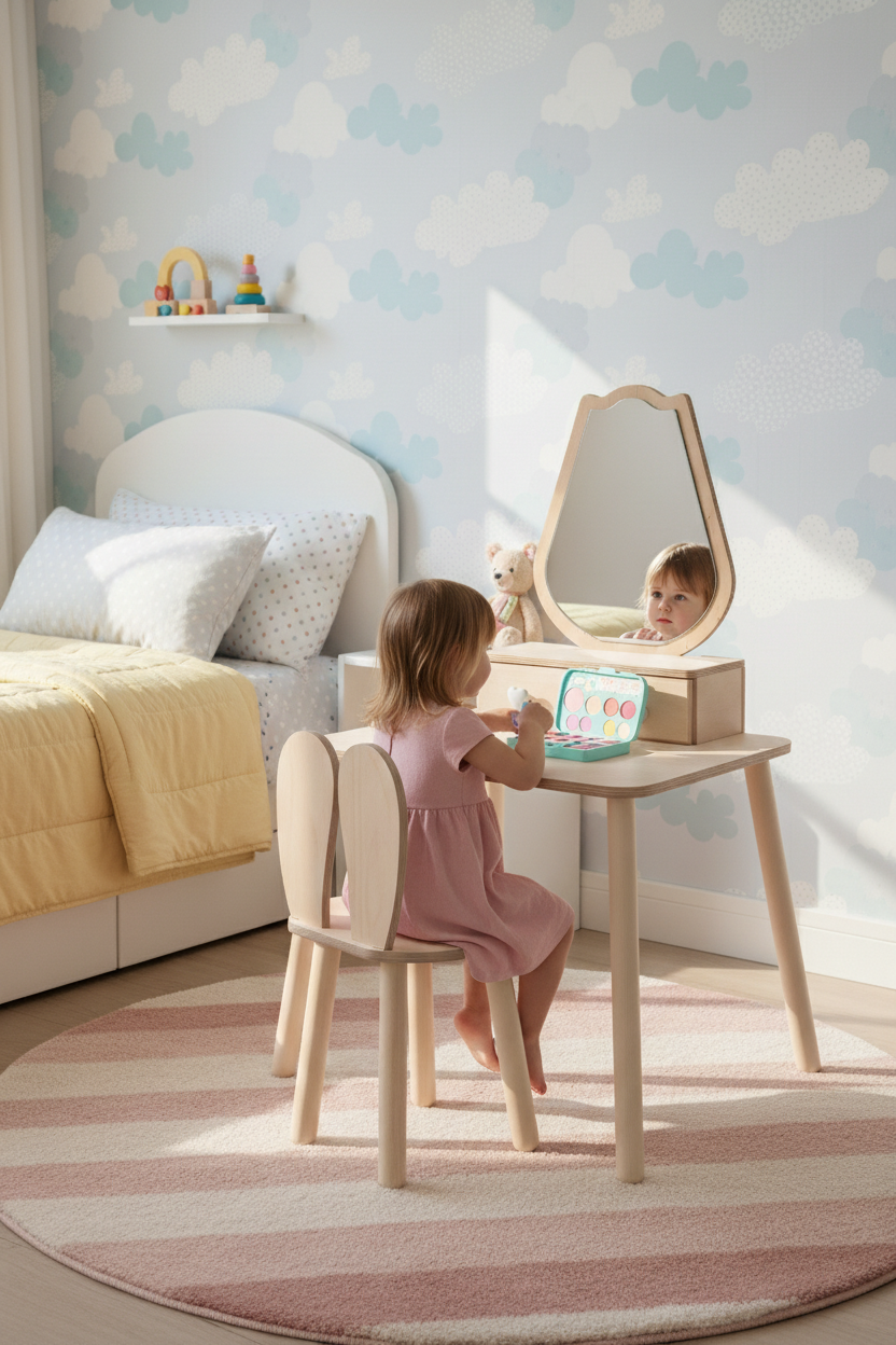 Children's mirror table with a chair – image 6