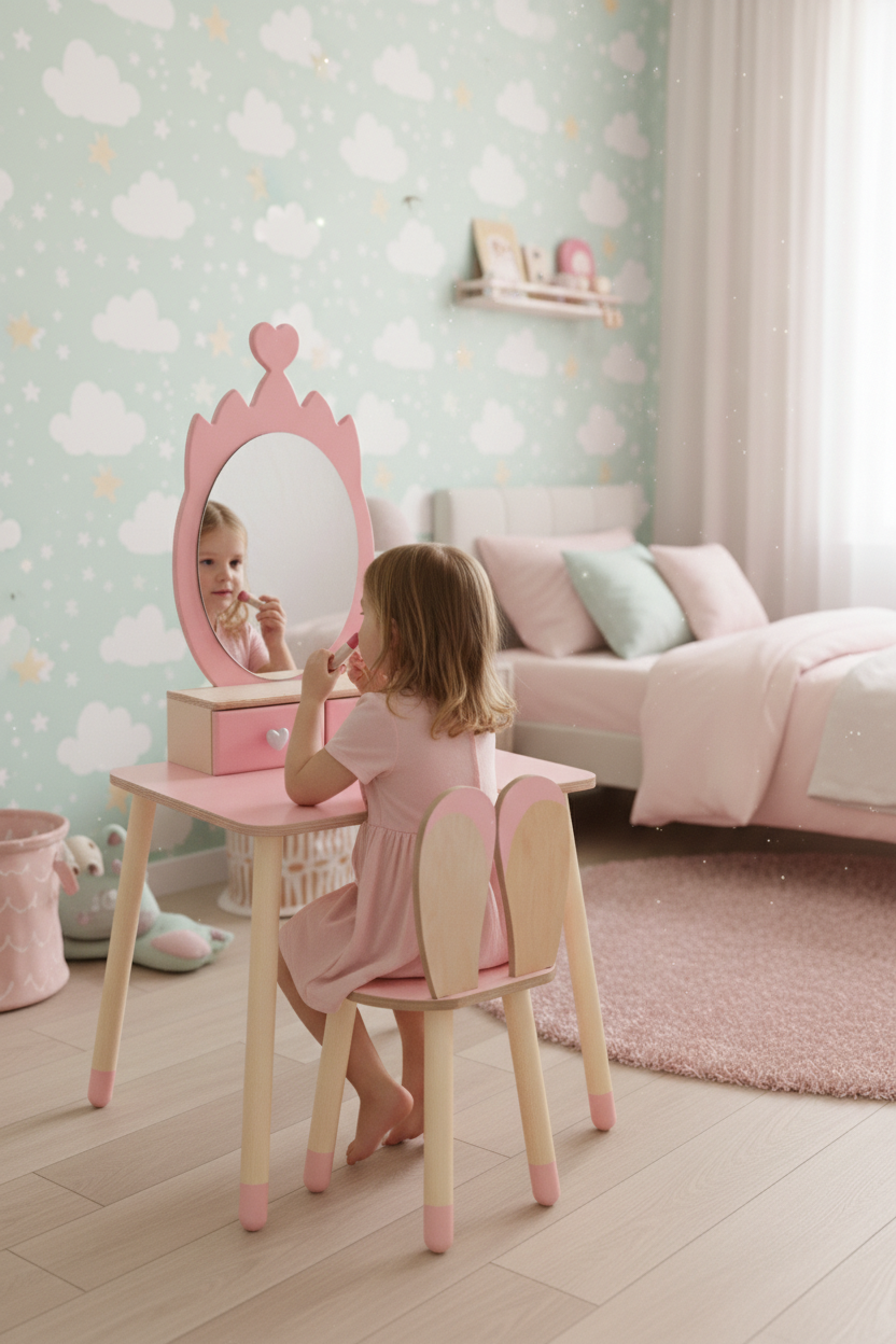 Children's mirror table with a chair – image 13