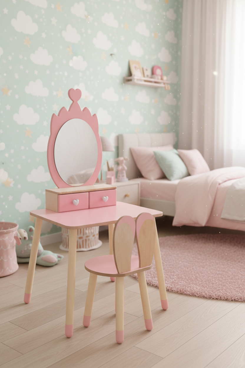 Children's mirror table with a chair – image 14