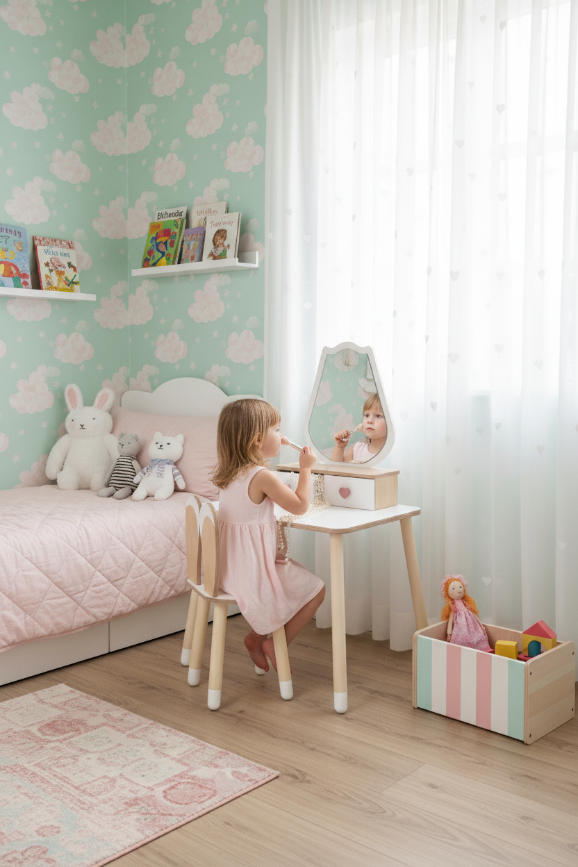 Children's mirror table with a chair – image 3