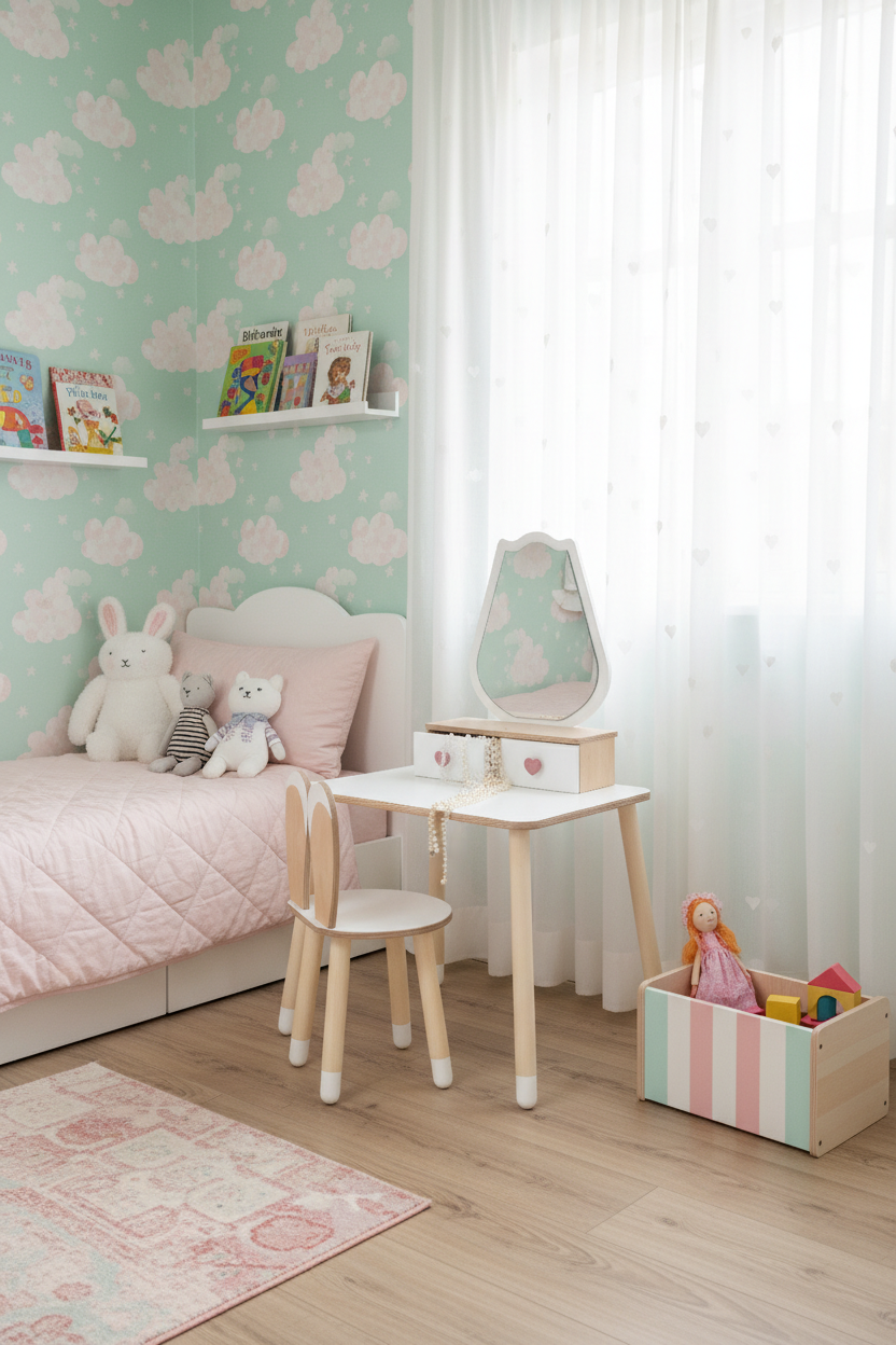 Children's mirror table with a chair – image 4