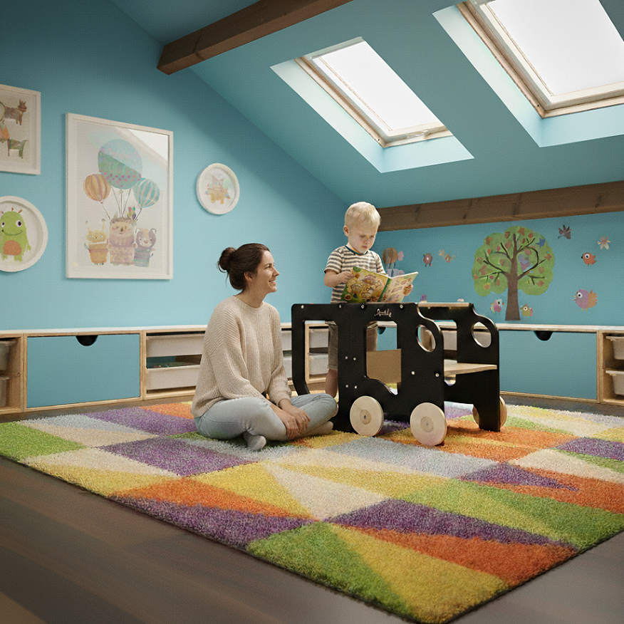 Kitchen step stool car – handcrafted kids’ furniture