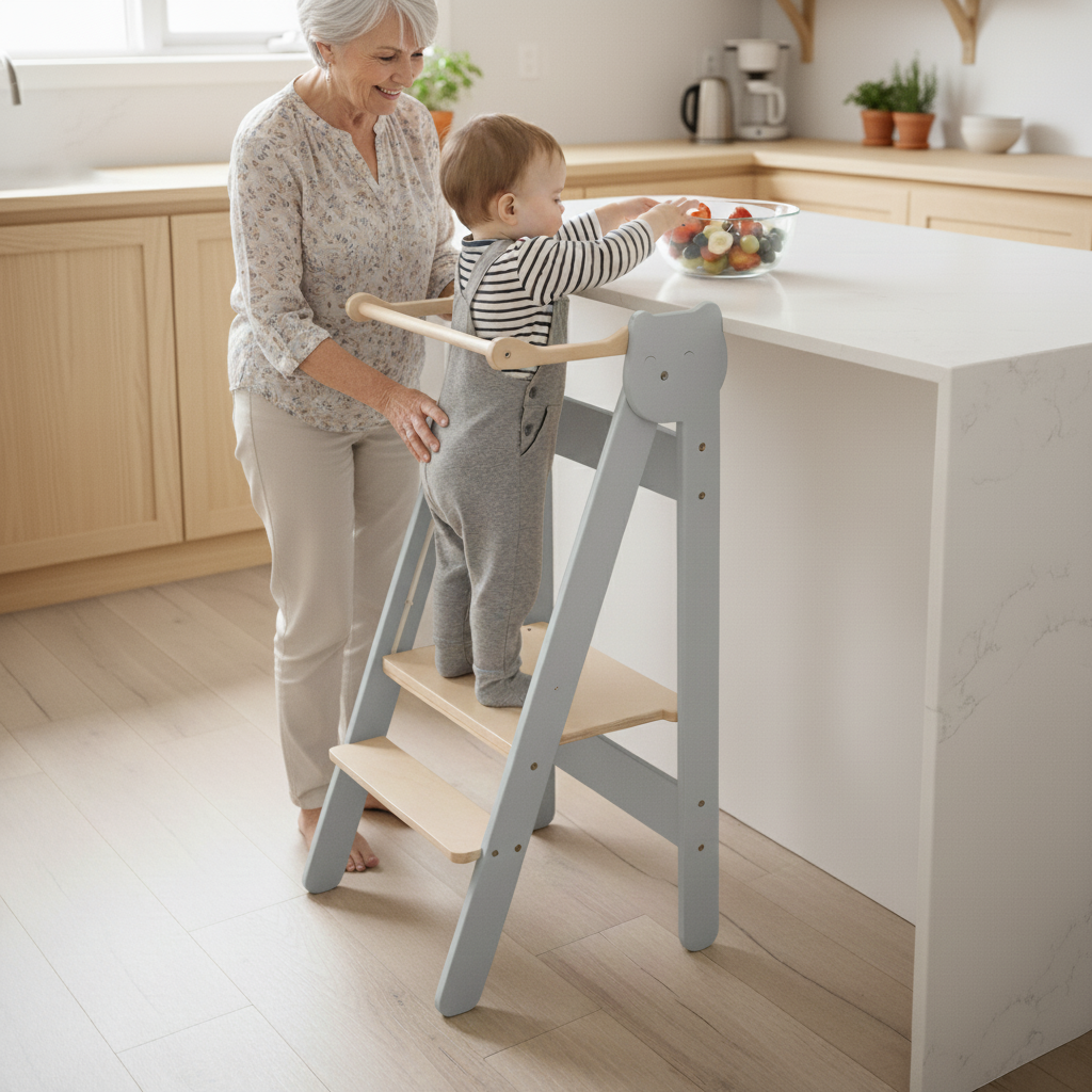 Foldable children's kitchen step stool – image 3