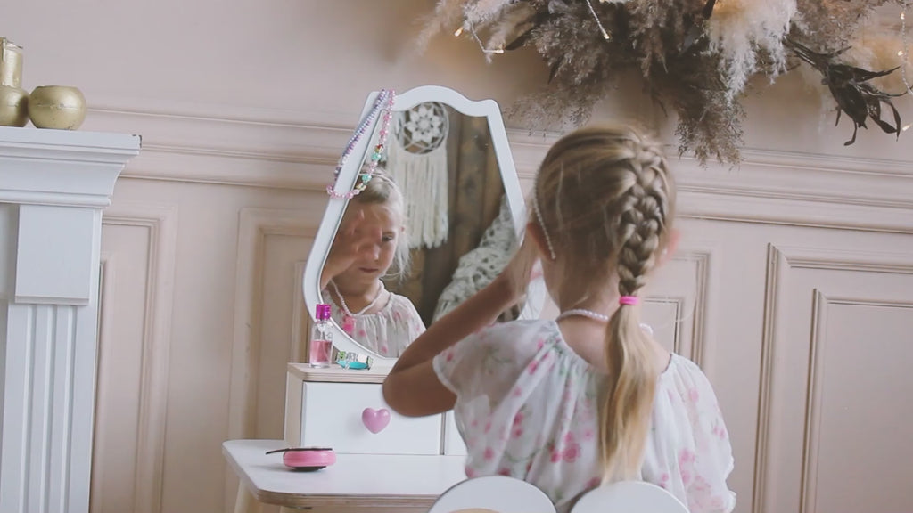 Children's mirror table with a chair